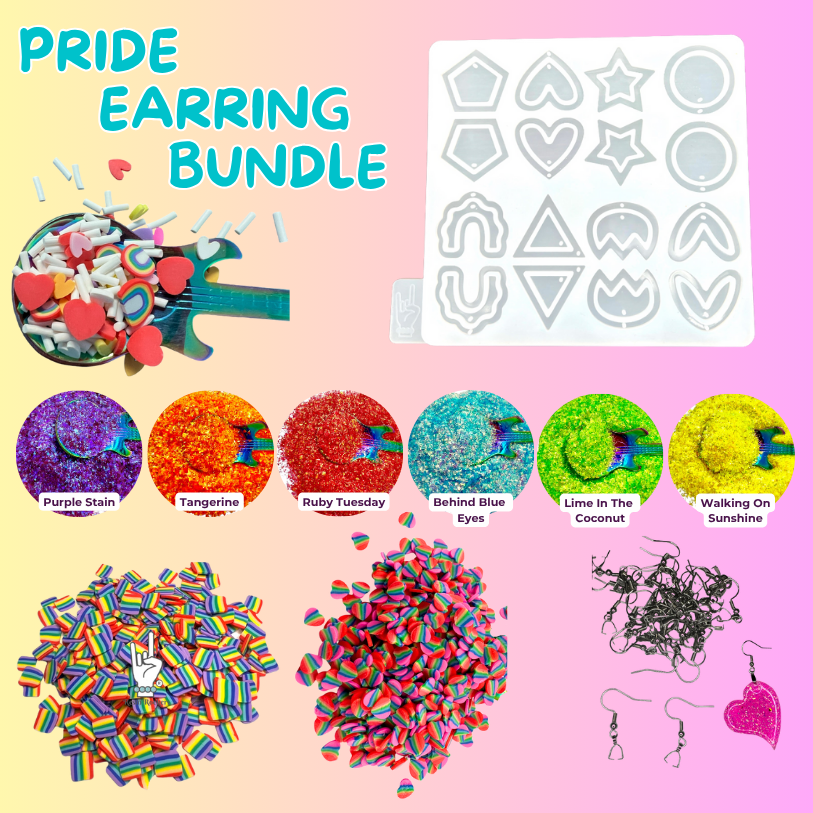 PRIDE Earring Bundle Kit with Glitter Glitter Clay and Mold