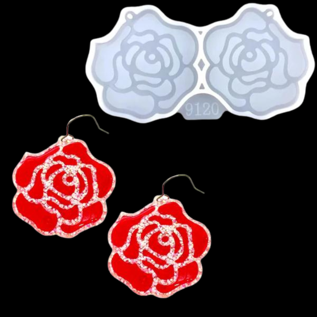 Rose Dangle Earring Mold for UV Resin and Epoxy Resin