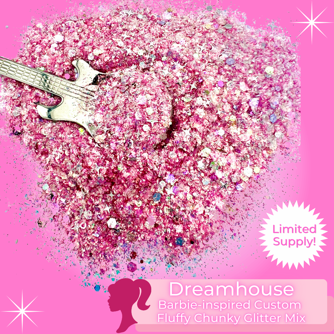 Dreamhouse Barbie-Inspired Resin Rockers Exclusive Premium Pixie for Poxy Custom Fluffy Chunky Glitter Mix