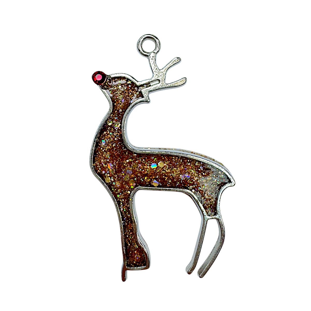 10 Pack of Standing Reindeer Open Back Pendant or Earring Bezel Blank