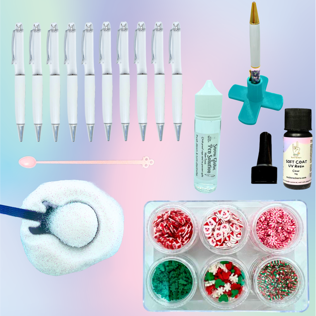 Santa Baby Snow Globe Chunky Ballpoint Pen Soft Coat UV Resin Crafting Kit