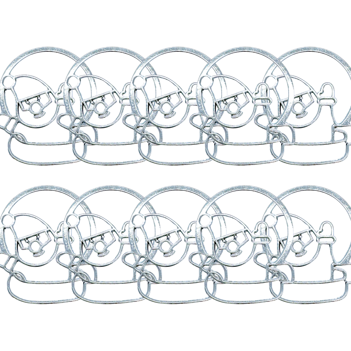 10-Pack of Santa Snow Globe Open Back Pendant or Earring Bezel Blanks