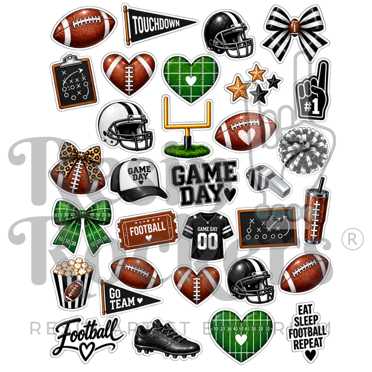 Football Game Day Pen UVDTF Mini Permanent Decal Sheet