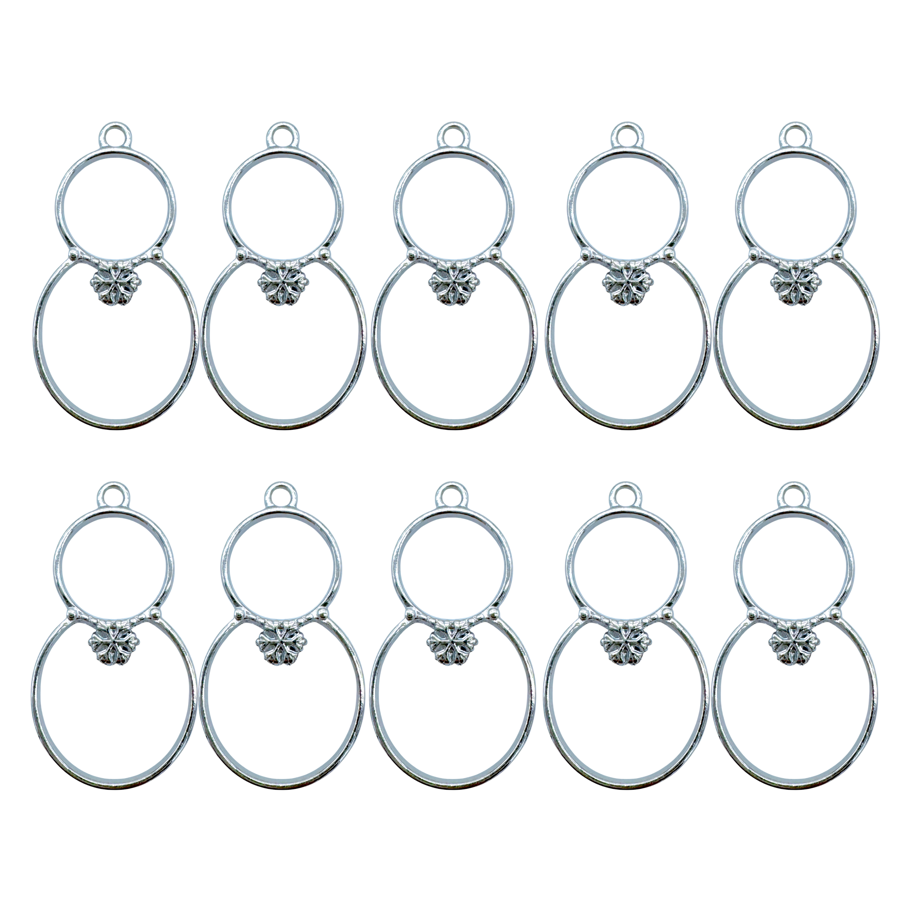 10-Pack of Snowman Open Back Pendant or Earring Bezel Blanks