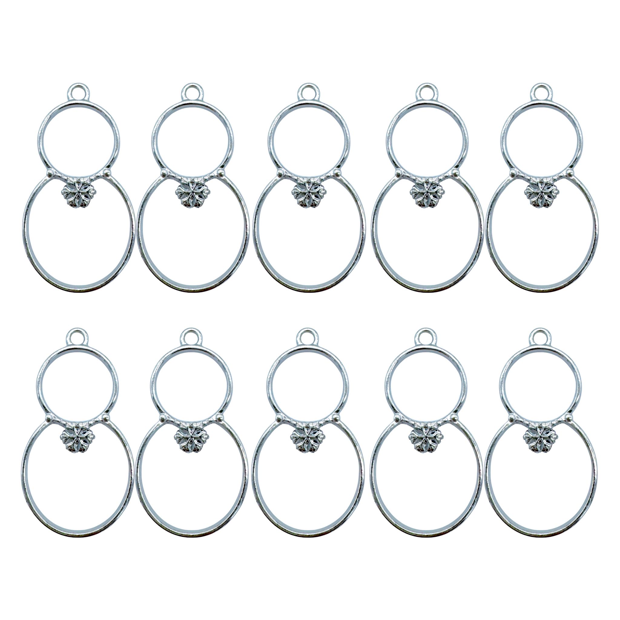 10-Pack of Snowman Open Back Pendant or Earring Bezel Blanks
