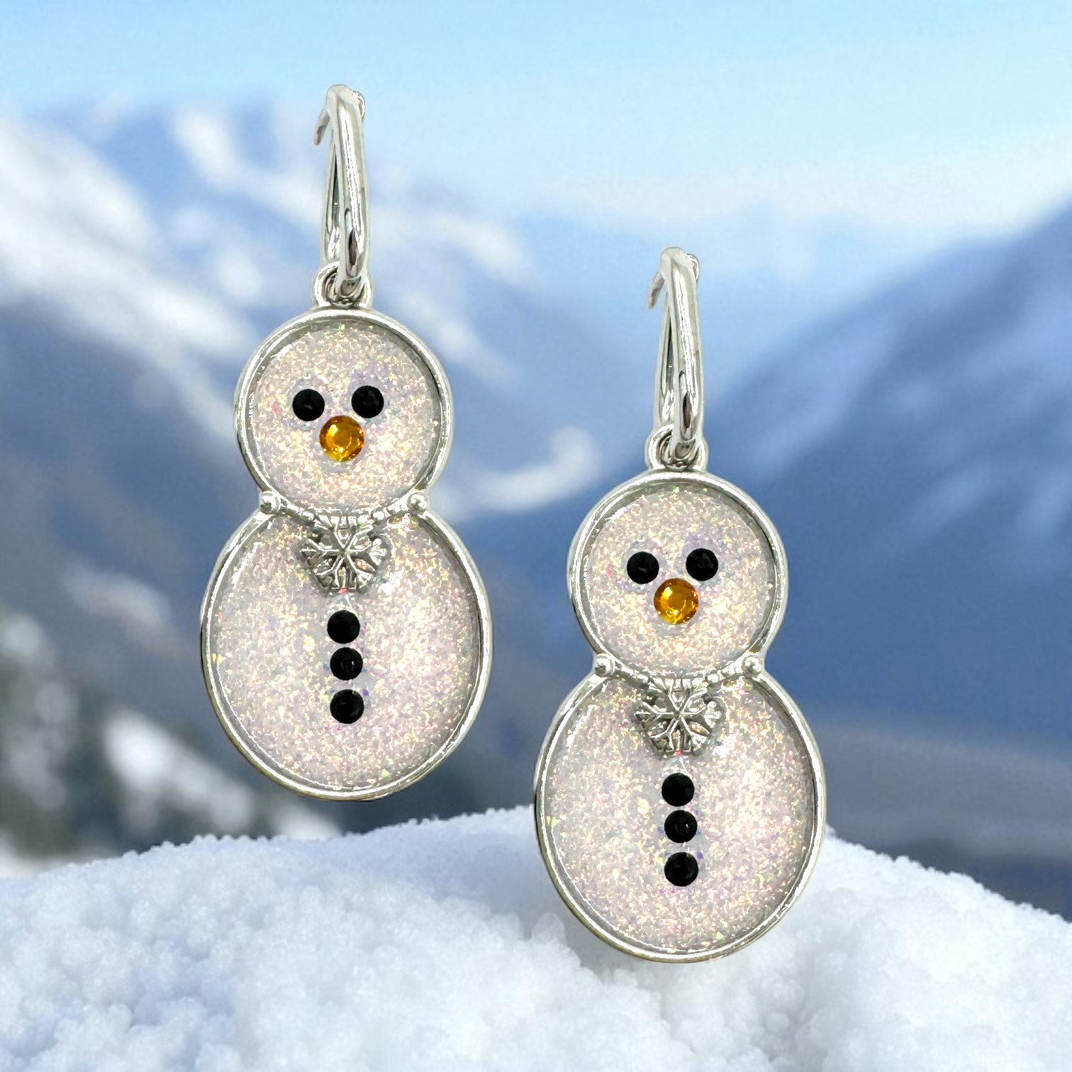 10-Pack of Snowman Open Back Pendant or Earring Bezel Blanks