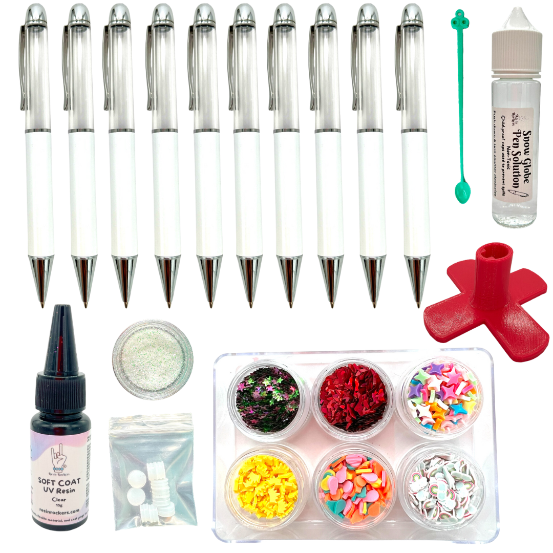 Wicked Awesome Snow Globe Chunky Ballpoint Sublimation Pen Soft Coat UV Resin Crafting Kit