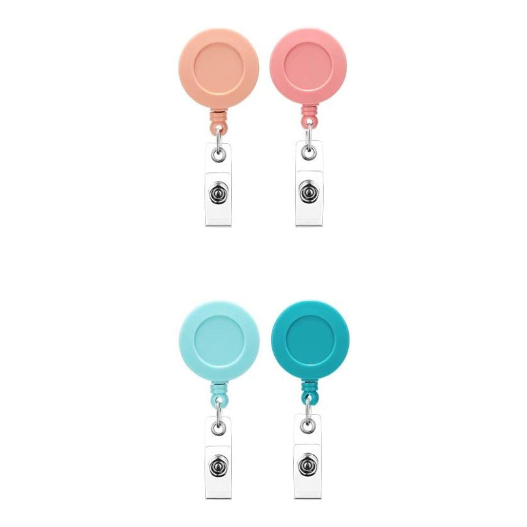 4 Pack of Random Colors Badge Reel Blanks with Alligator Clip and Button Snap