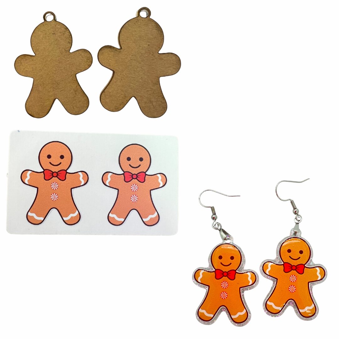 Gingerbread Man Dangle Earring Kit for UV and Epoxy Resin