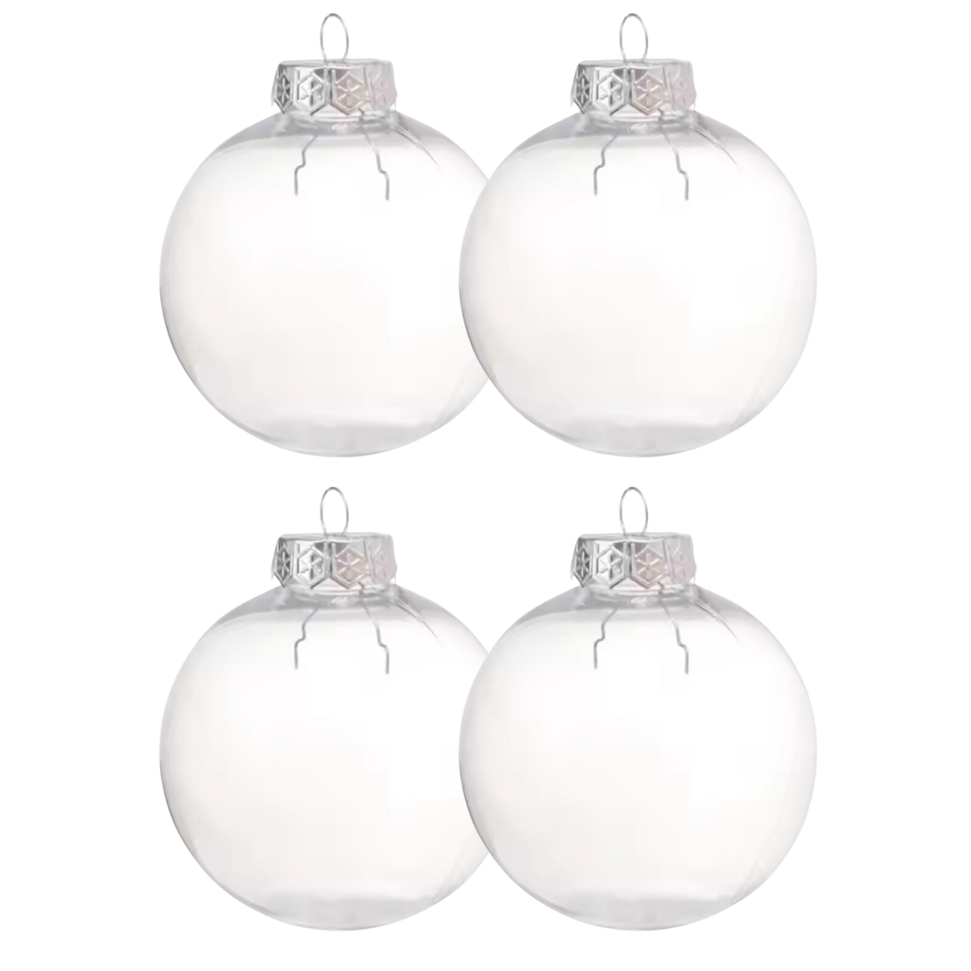 4 Pack of Plastic 4 Inch Ornament Globe Blanks