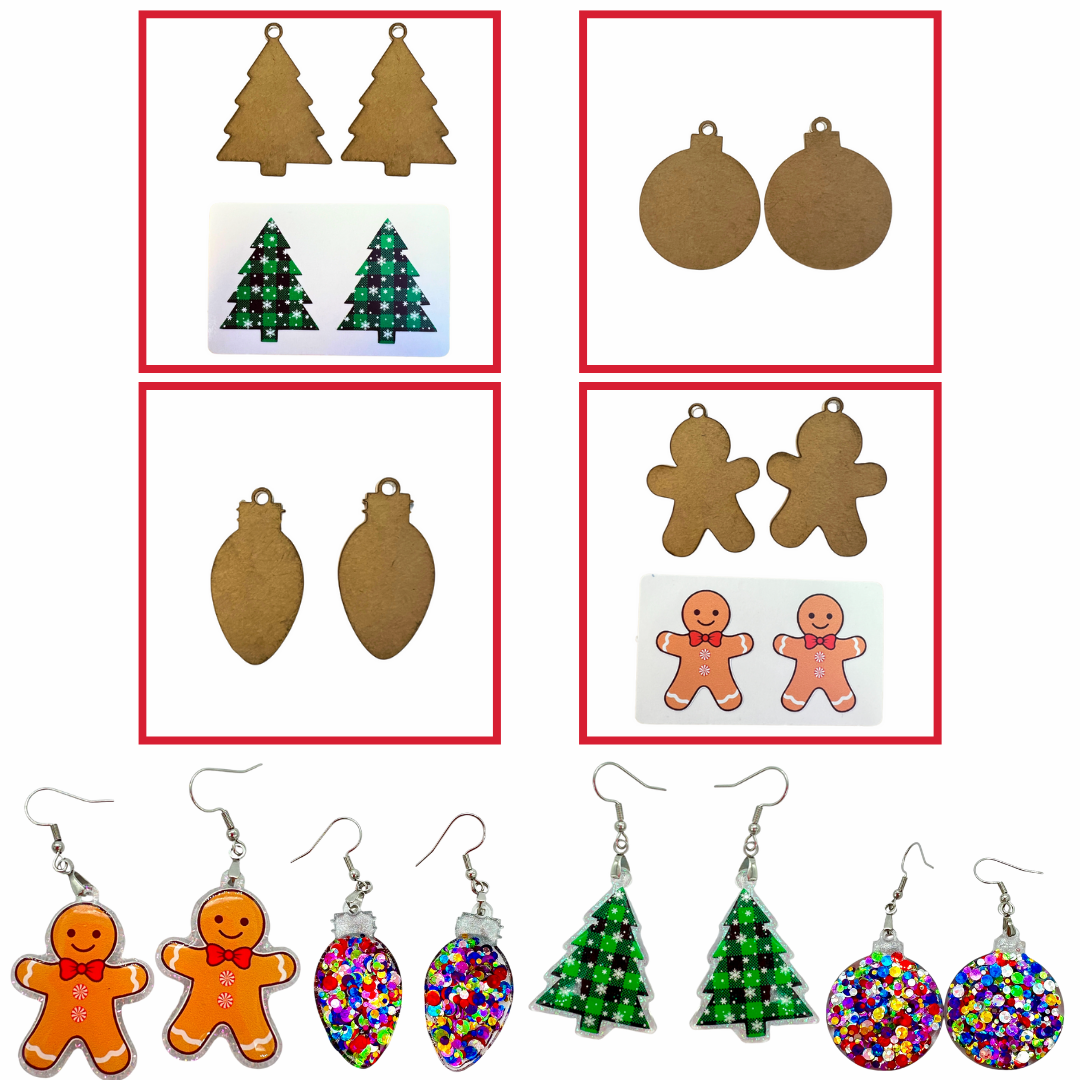 Festive Acrylic Blank Dangle Earring Kit for UV and Epoxy Resin