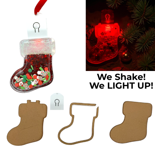 Stocking LED Snow Globe Shaker Ornament Blank Kit