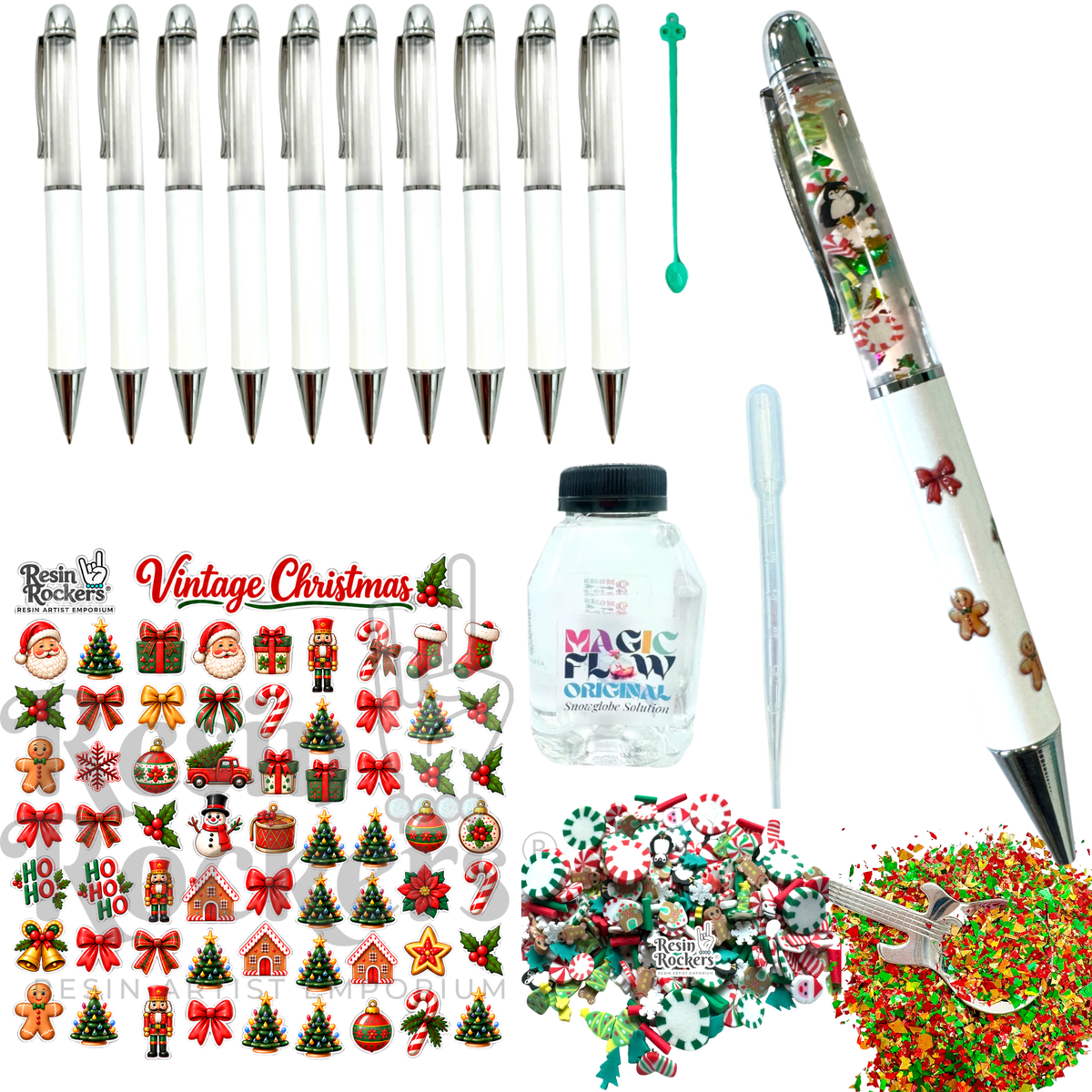 Vintage Christmas Snow Globe Chunky Ballpoint Pen Crafting Kit