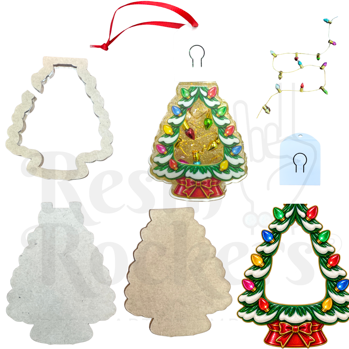 Vintage Christmas Tree Light Up LED Snow Globe Shaker Ornament Blank with Inclusions Kit