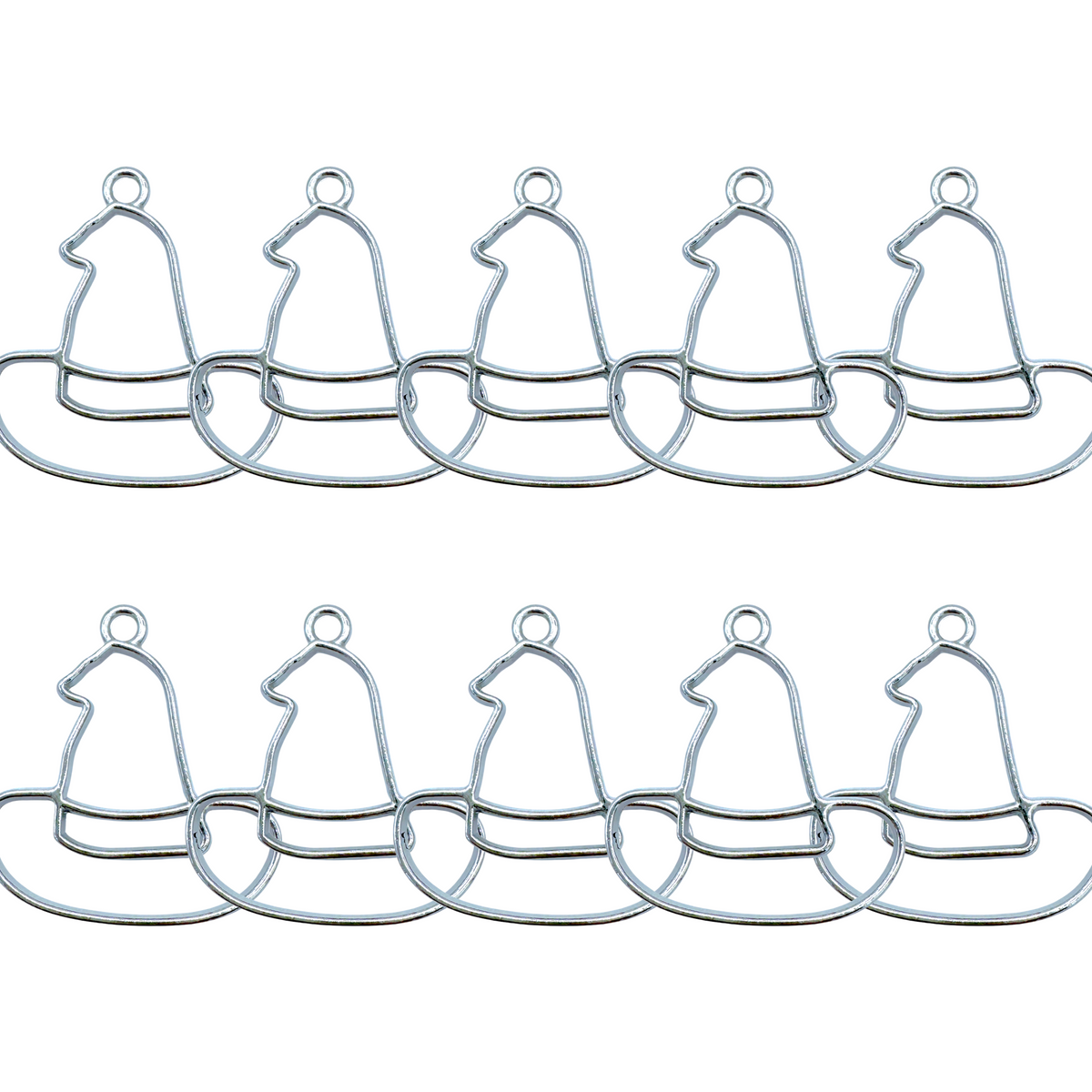 10-Pack of Witch Hat Open Back Pendant or Earring Bezel Blanks