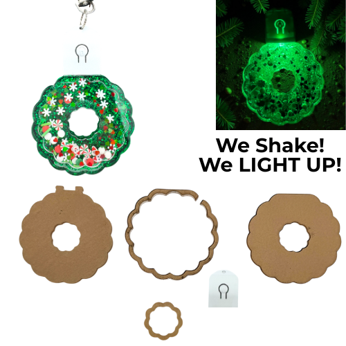Wreath LED Snow Globe Shaker Ornament Blank Kit