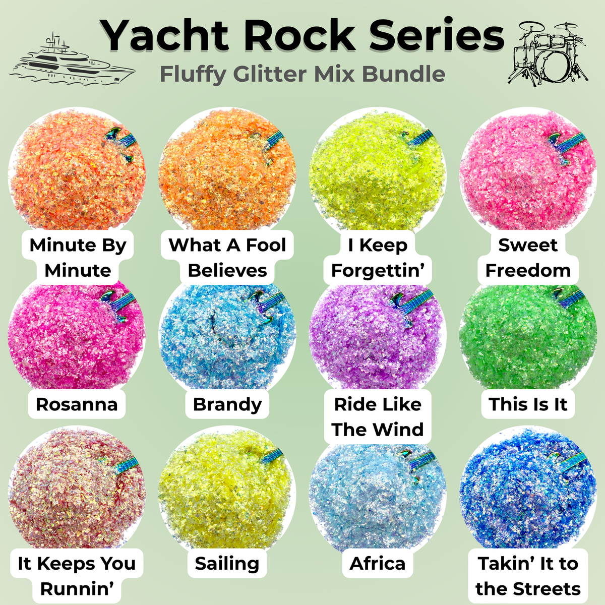 Yacht Rock Series Fluffy Glitter Mix Bundle