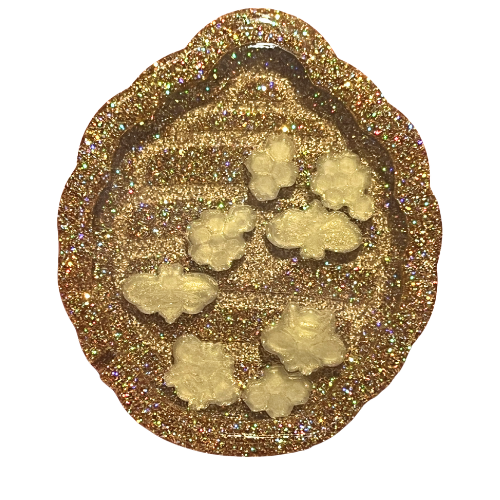 Hand Poured Beehive with Bees Shaker Mold for UV and Epoxy