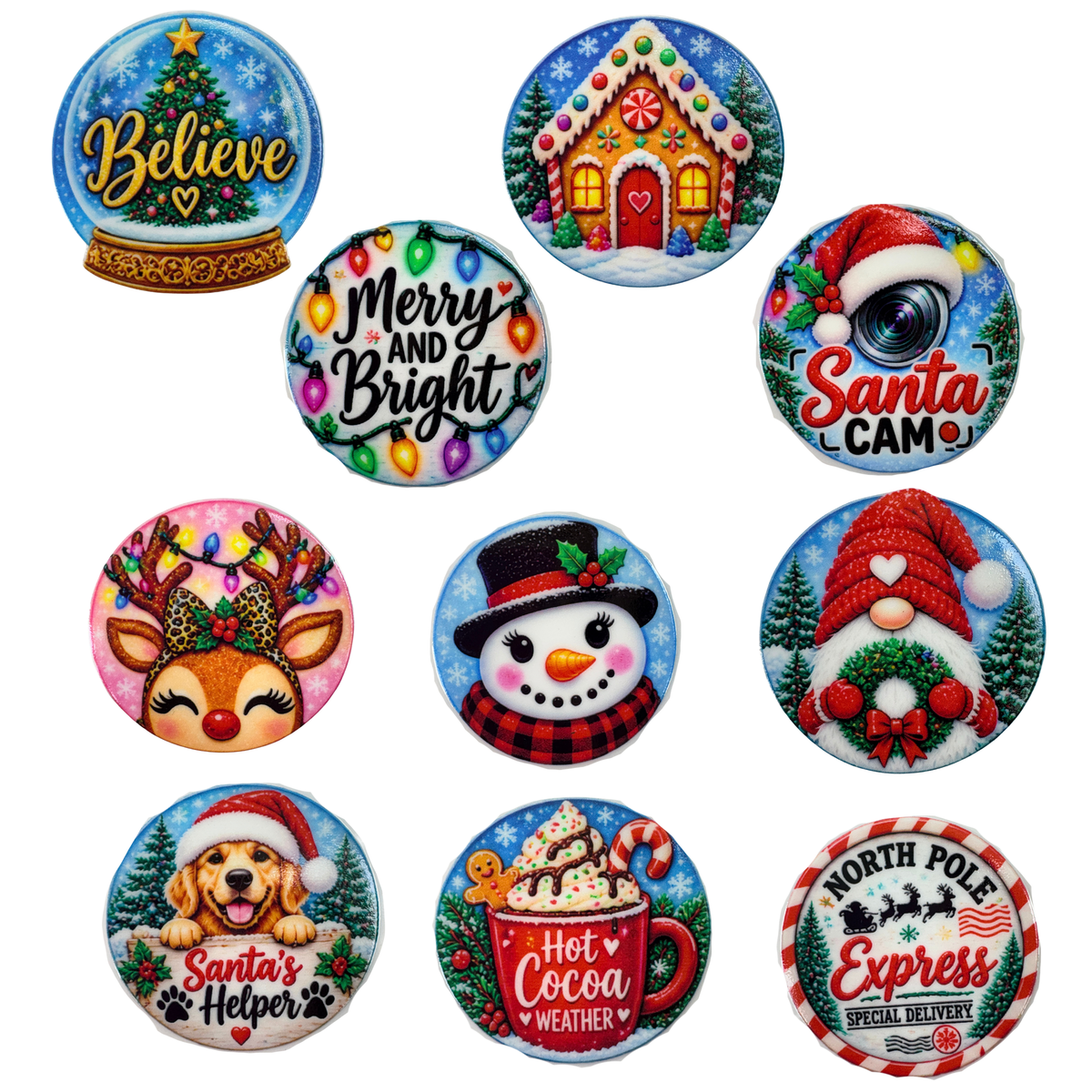 Christmas Holiday Car Coaster Acrylic Blank Project Pack Bundle with UV DTF Decals