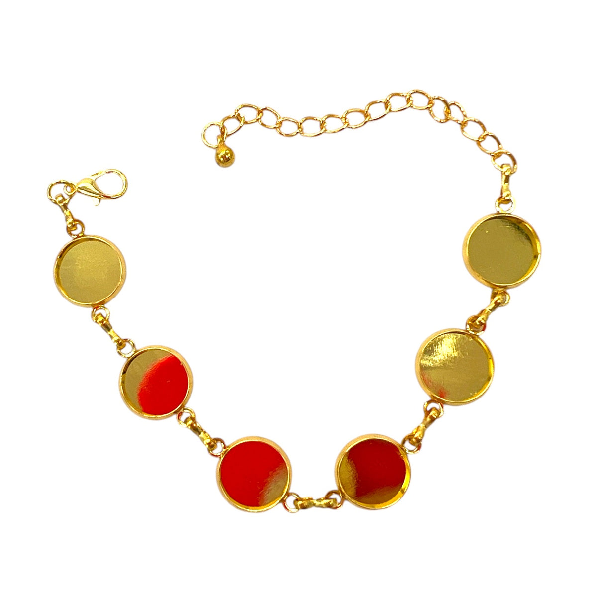 6 Round Bezel Chain Bracelet Blank