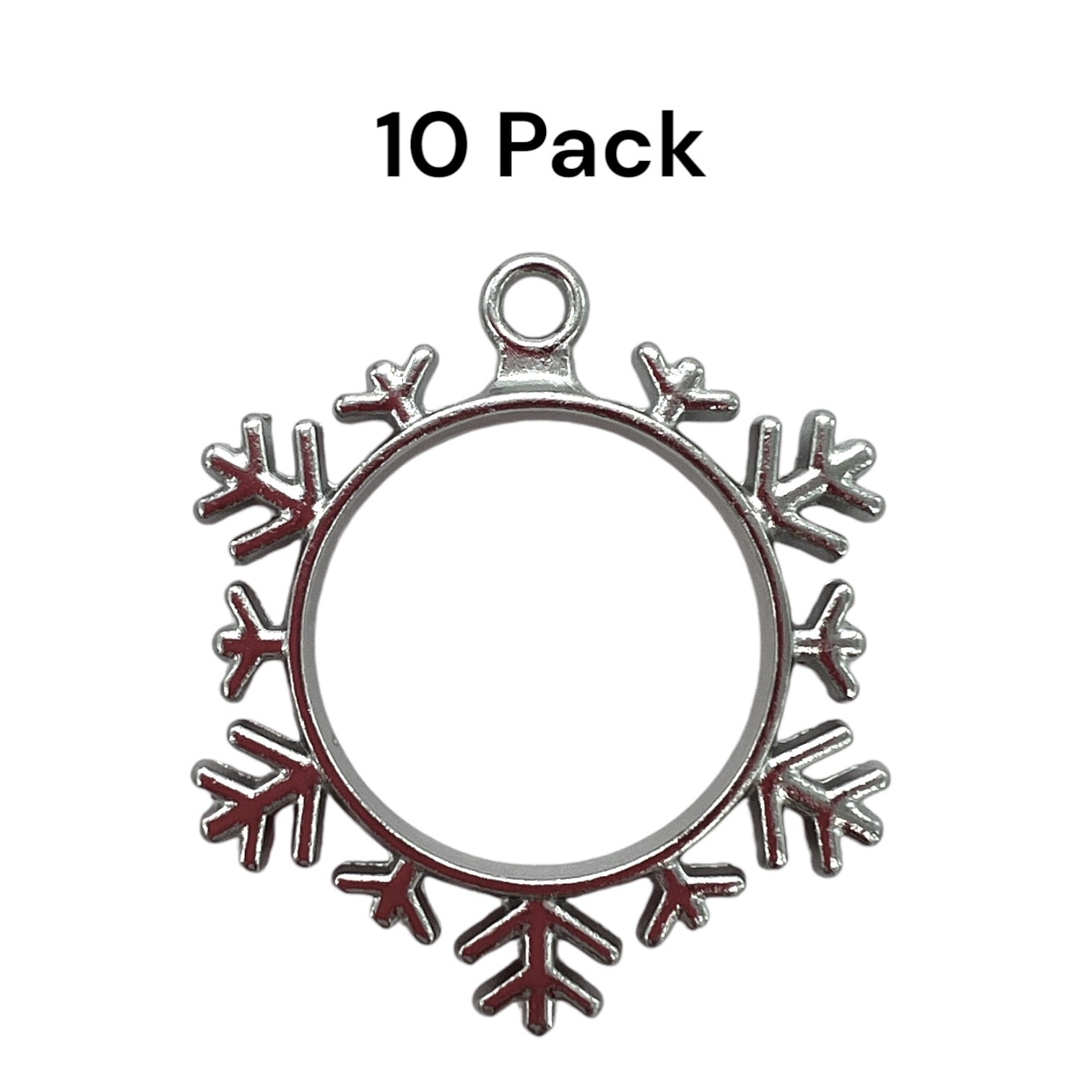 10 Pack of Simple Snowflake Shaped Open Back Pendant or Earring Bezel Blank