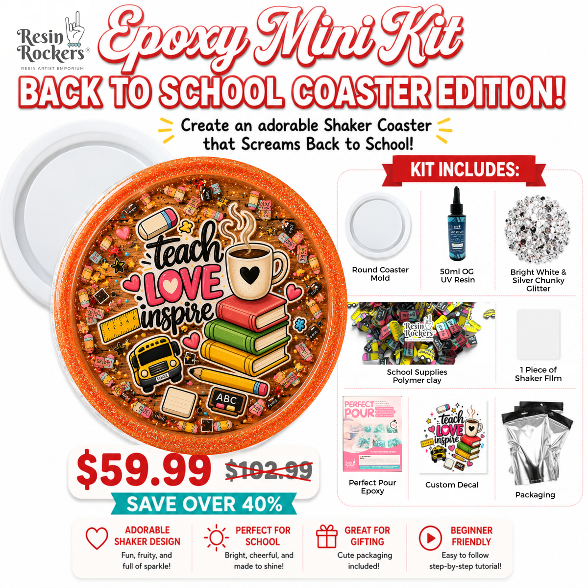 Epoxy Mini Kit: Back To School Shaker Coaster Edition