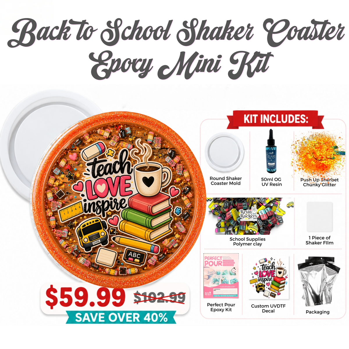 Epoxy Mini Kit: Back To School Shaker Coaster Edition
