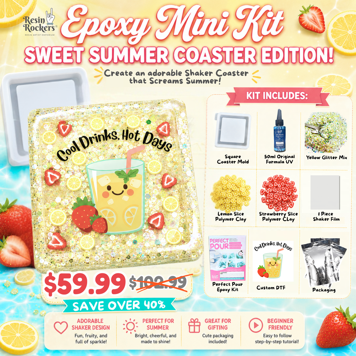 Epoxy Mini Kit: Sweet Summer Shaker Coaster Edition