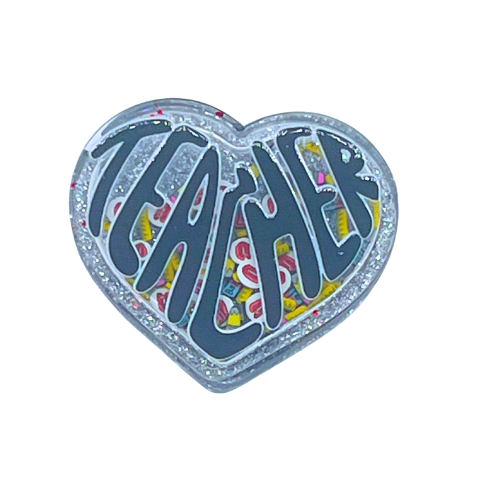 Teacher Word Art Heart Snow Globe Shaker Blank Kit w Decal