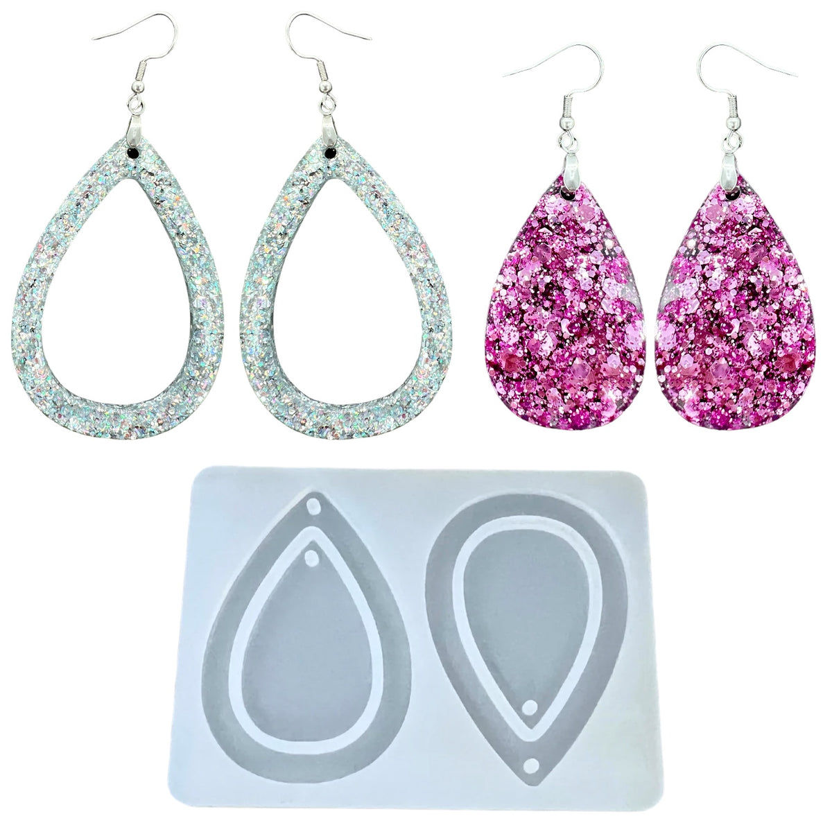 Resin Rockers Exclusive Premium Dual Teardrop Dangle Earring Mold for UV and Epoxy Resin Art Jewelry