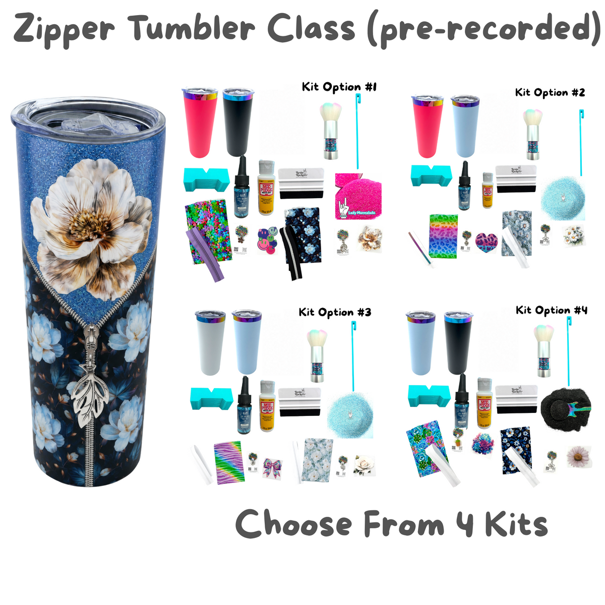 Zipper Tumbler Fabric Class Kit with Pre-recorded Tutorial