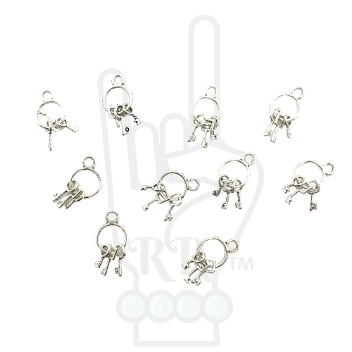 Mini Skeleton Key Ring Set Inclusions (10 Pack)