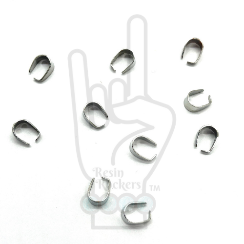 Stainless Steel Plated Pinch Bail Clips for Resin Pendants Lot of 10