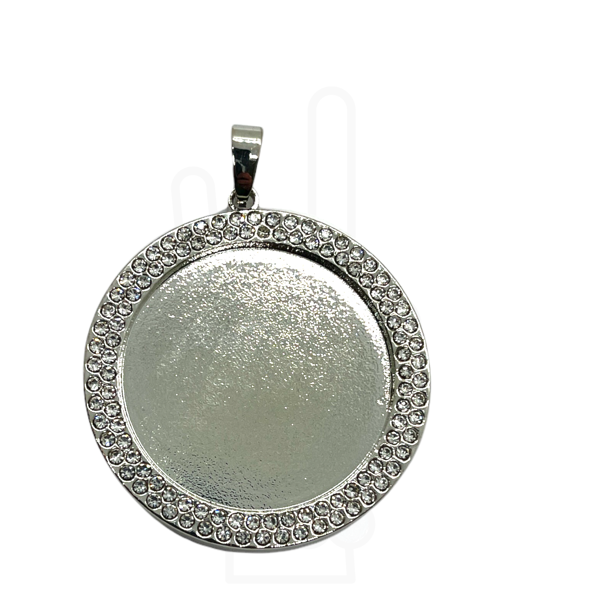 25mm Round Bezel with Rhinestones & Pinch Clips Pendant Blank