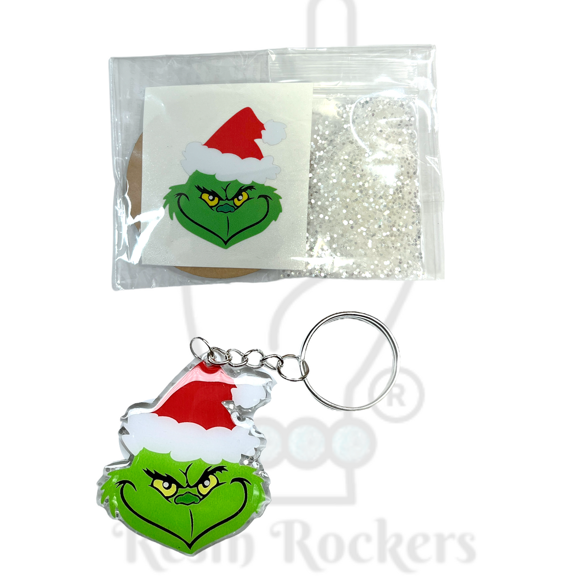 Grinchy Inspired Acrylic Blank With Decal Keychain Kit