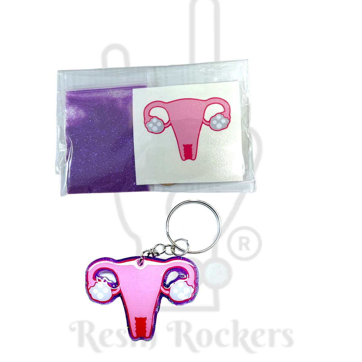 Uterus Acrylic Blank With Decal Keychain Kit