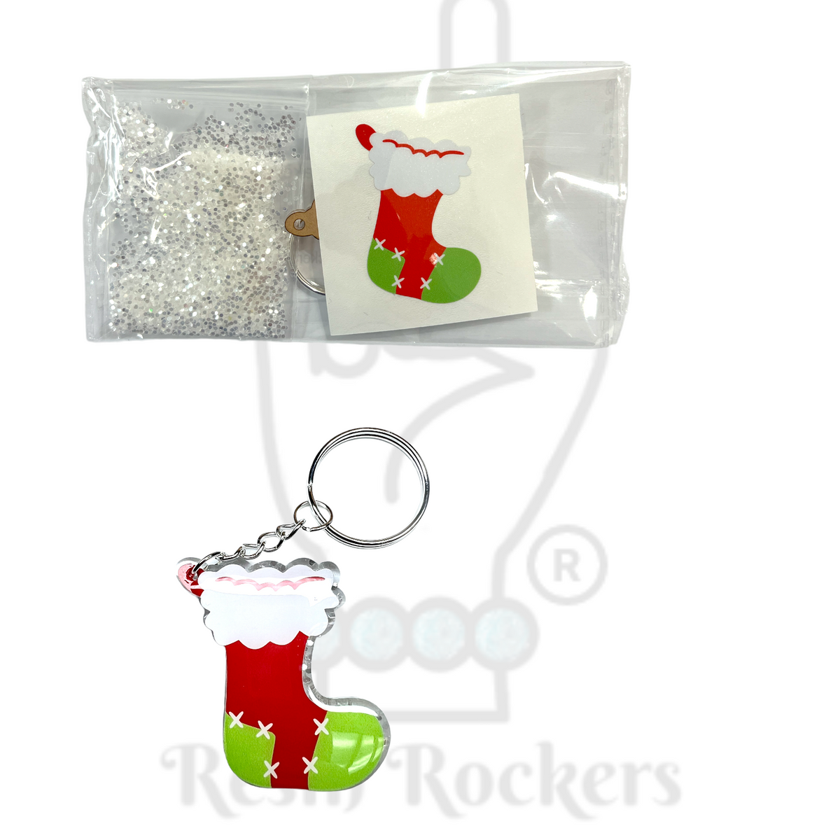 Christmas Stocking Acrylic Blank With Decal Keychain Kit