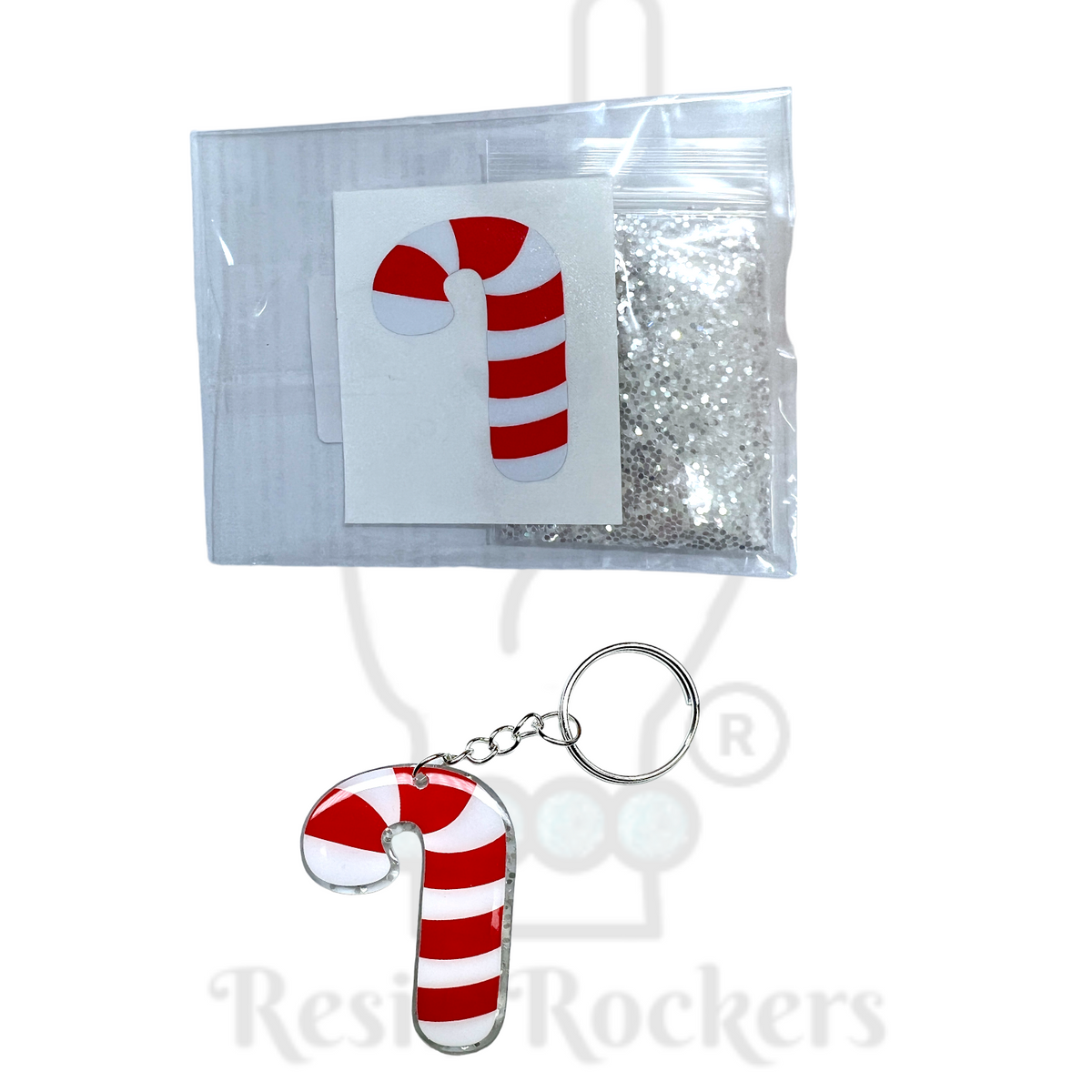 Candy Cane Acrylic Blank With Decal Keychain Kit