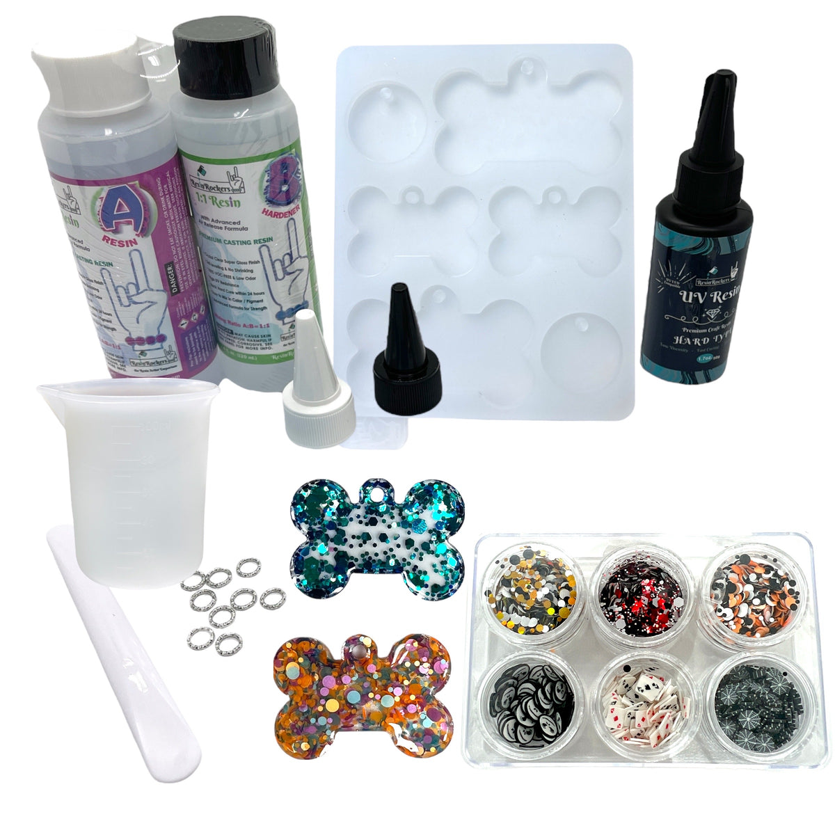 Dog Tag Crafting Kit with Exclusive Resin Rockers UV Safe Mold and Mor