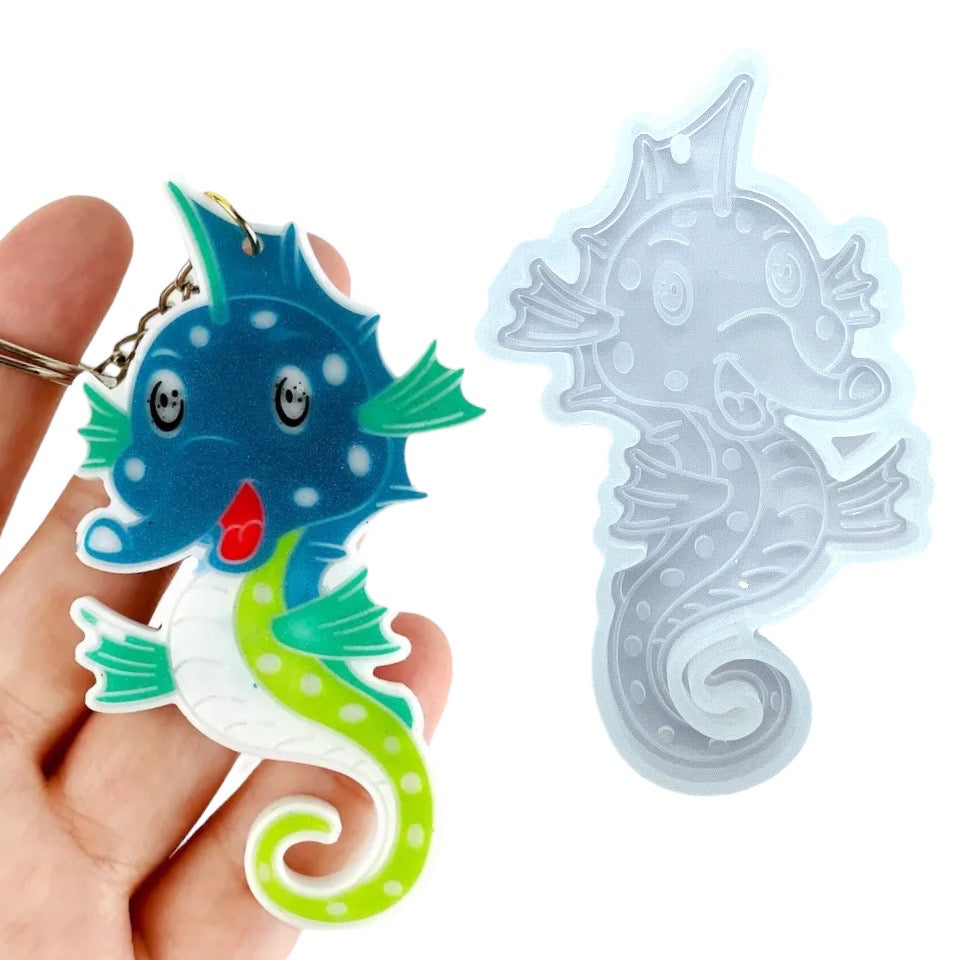 Happy Seahorse Keychain Mold for UV and Epoxy Resin