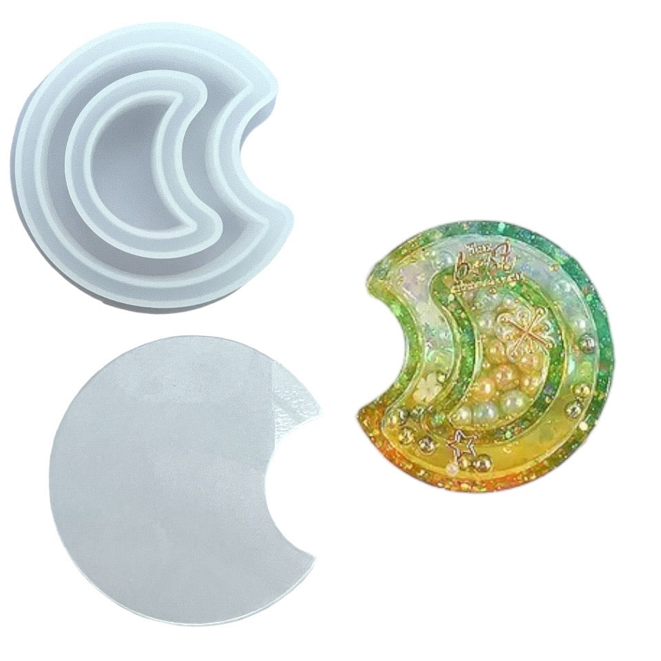 Crescent Moon Shaker Mold with Fitted Shaker Film for UV and Epoxy Resin Art