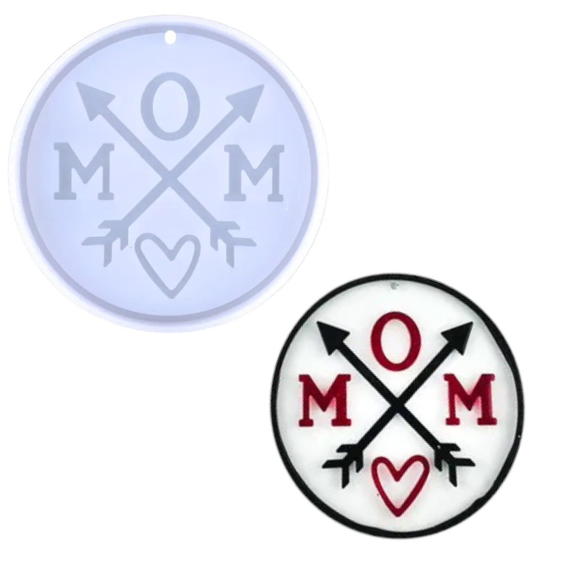 Mom Arrows With Heart Keychain or Ornament Mold for Epoxy or UV Resin