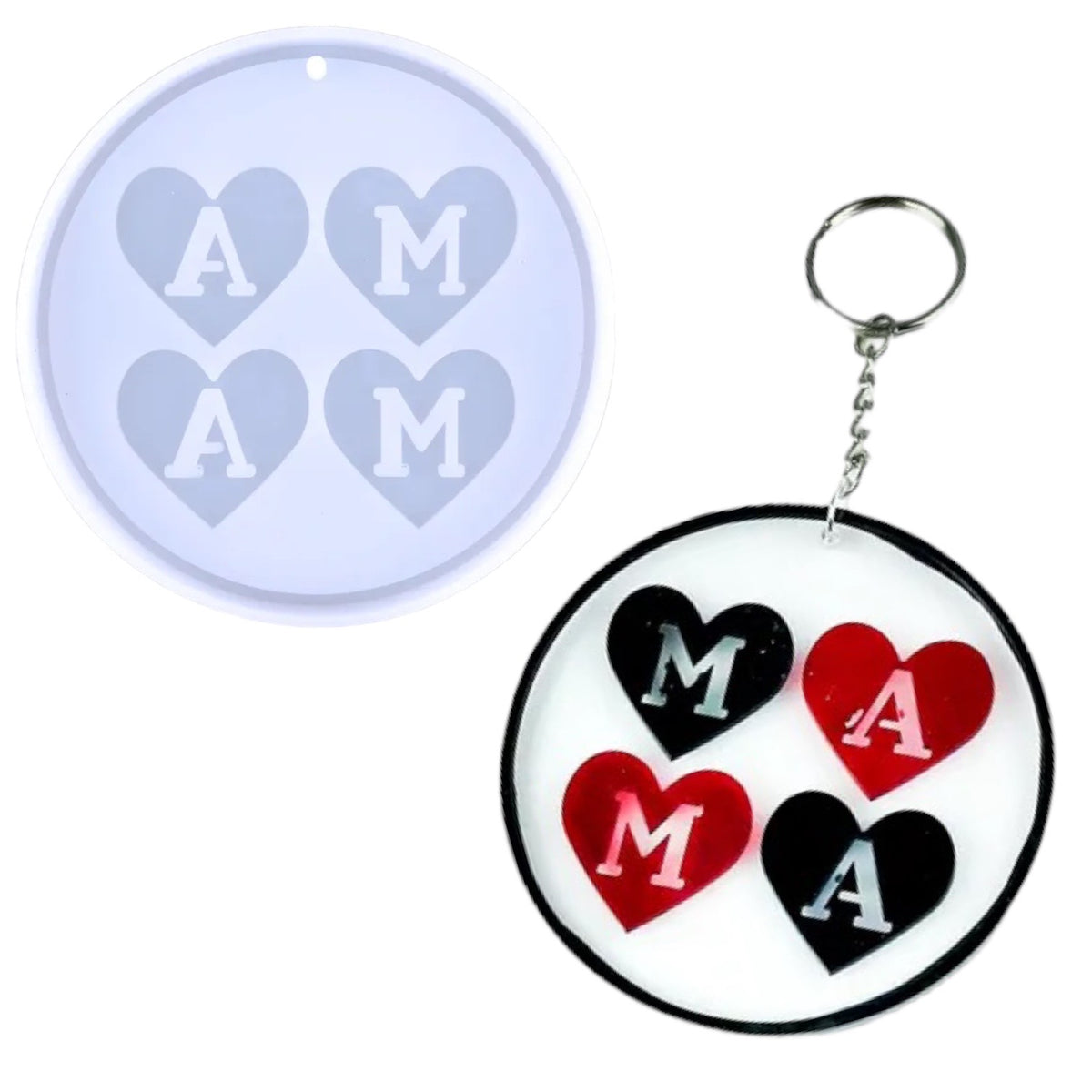 Mama Hearts Keychain or Ornament Mold for Epoxy or UV Resin