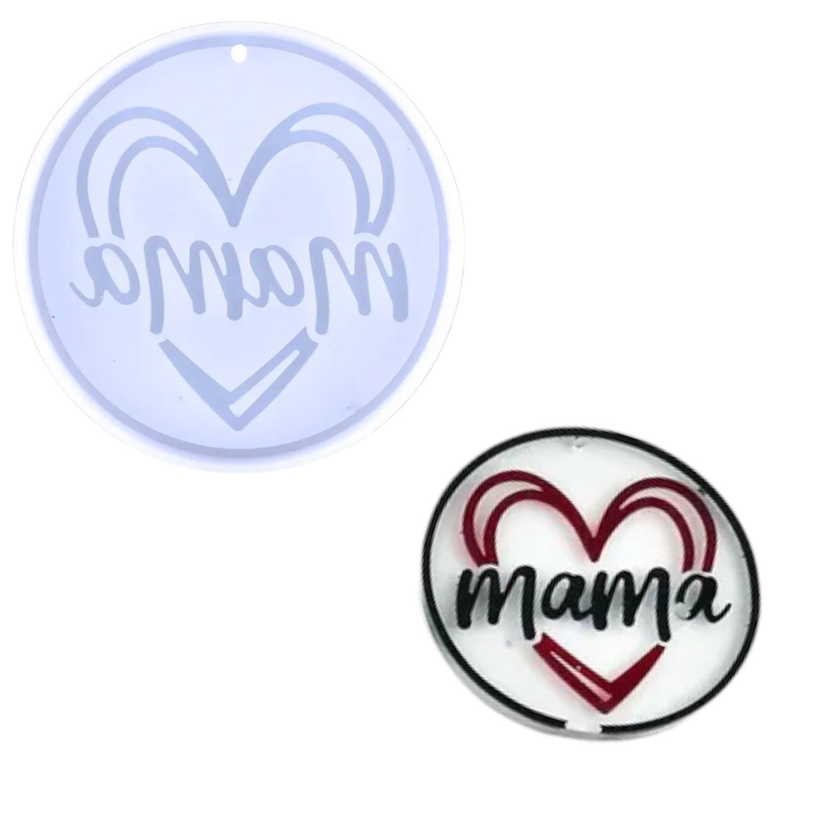 Mama In Heart Keychain Mold for Epoxy or UV Resin