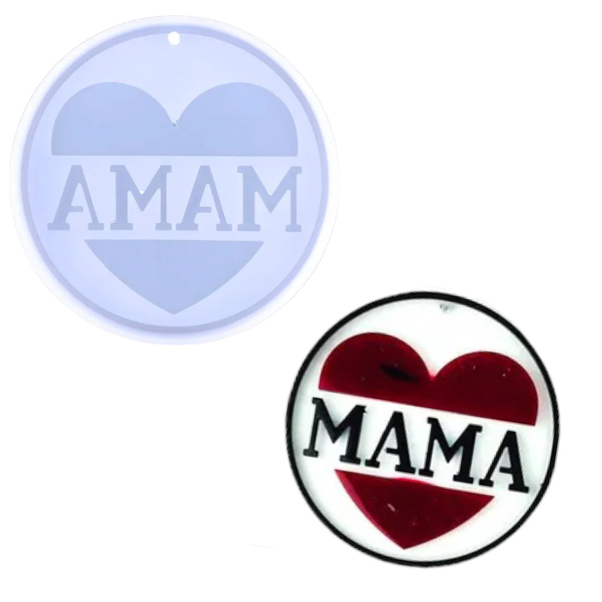 Mama Nameplate Heart Keychain or Ornament Mold for Epoxy or UV Resin