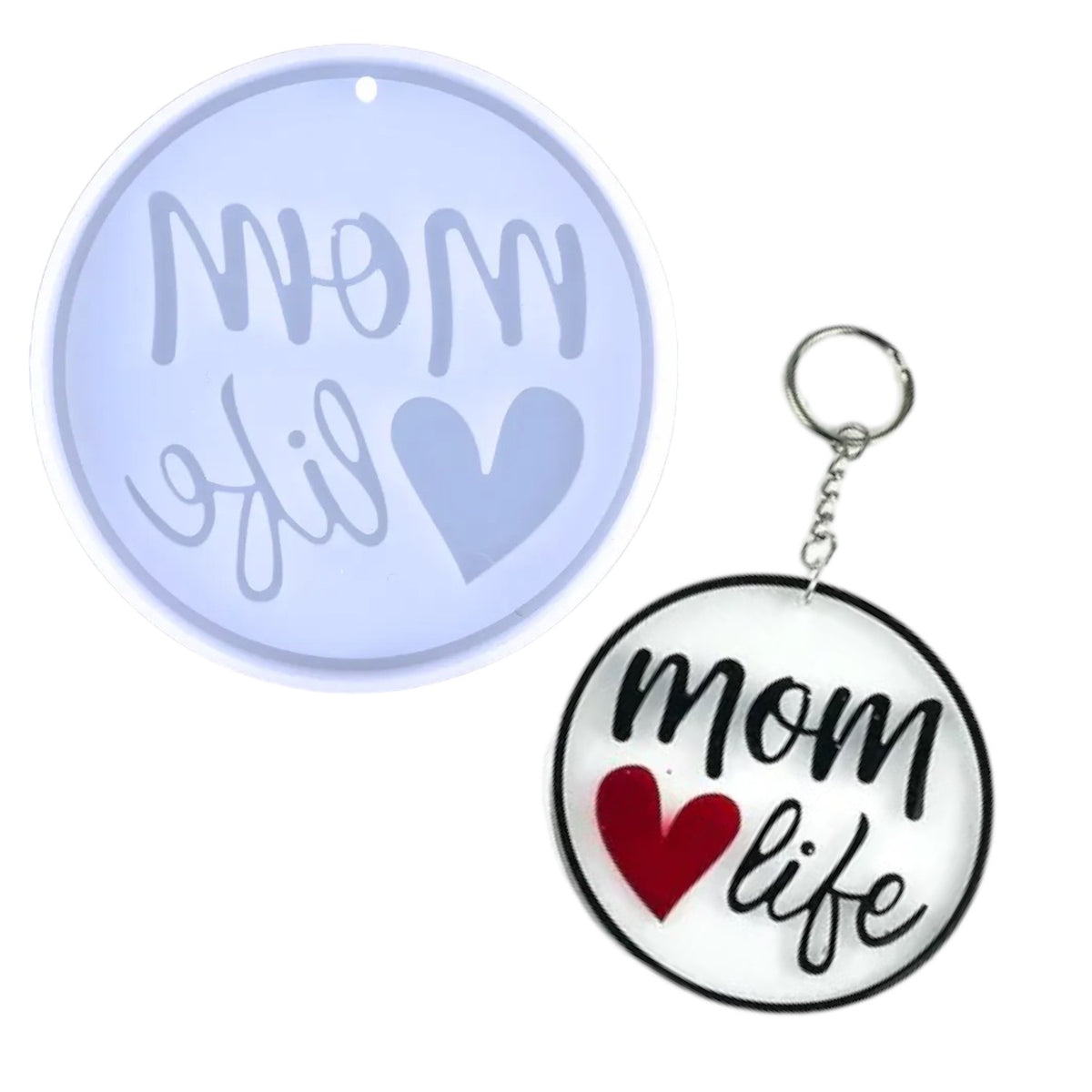 Mom Life Keychain or Ornament Mold for Epoxy or UV Resin