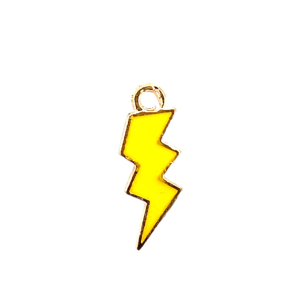 Gold Enamel Lightning Bolt Pen Charm