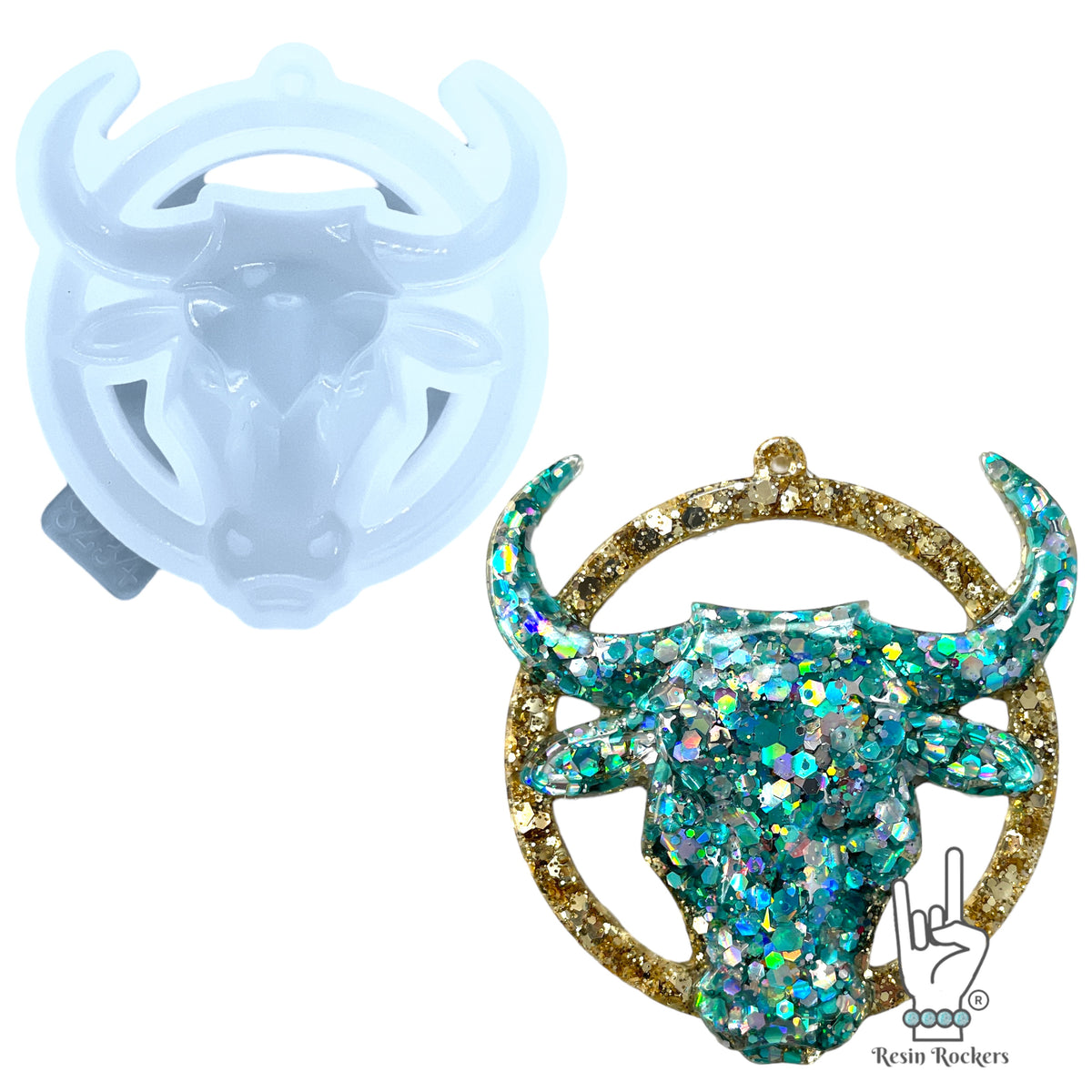 Longhorn Bull Head Steer Keychain Ornament Mold for UV Resin and Epoxy Resin