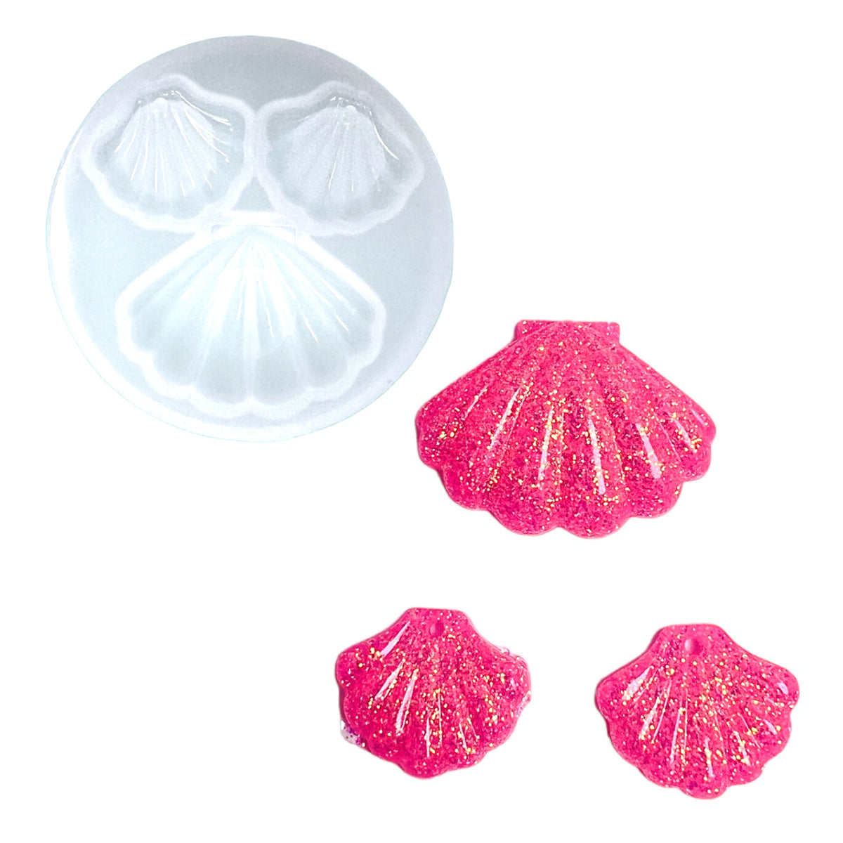 Shell Trio Keychain or Dangle Earring Mold for UV and Epoxy Resin