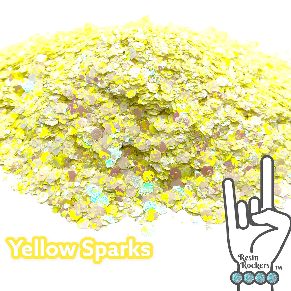 Yellow Sparks Holographic and Pearlescent Pixie for Poxy Chunky Glitter Mix
